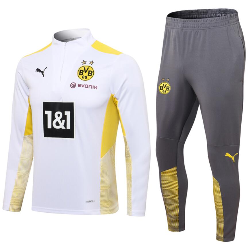 2021/22 Dortmund White Training Kits Sweatshirt with Pants